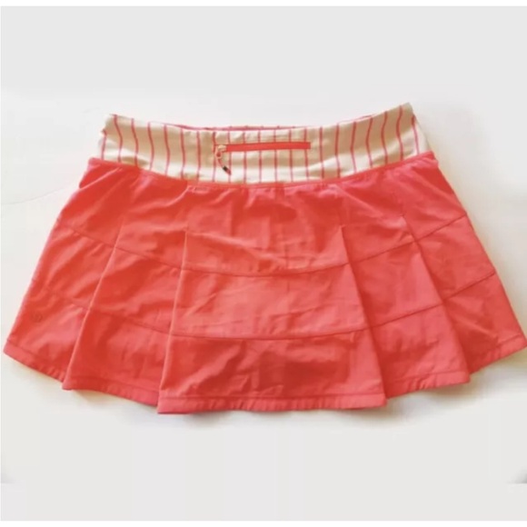 Lululemon Pace Rival Skirt II Electric Coral / Quiet Stripe Butter Pink Sz.6 Reg - Picture 3 of 10